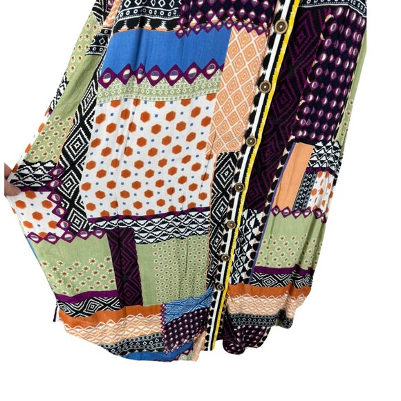 Anthropologie Maeve Everyway Patchwork Dress Shirt Dress Sleeveless Mixed Print - Picture 10 of 11